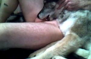 Dude face-fucking a real kinky dog
